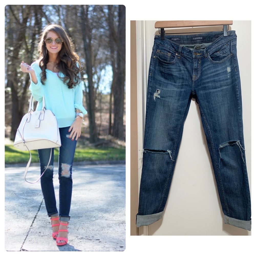 Vigoss The Thompson Tomboy Distressed Ripped Jeans